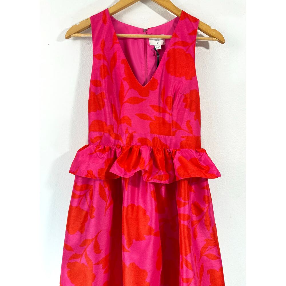 NWT Kate Spade New York Classic Rose Peplum Midi Dress Pink/Red Women’s Size 4 - Picture 6 of 11